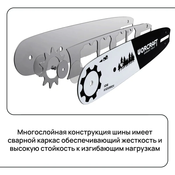 Шина для бензопилы, для электропилы/шина пилы цепной 10'' 3/8P 1,3мм 40 зв. WORCRAFT