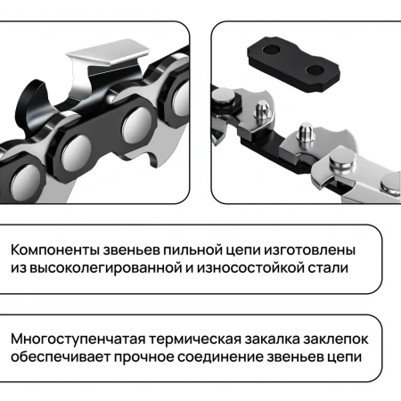 Цепь для бензопилы, для электропил/ Цепь пильная 3/8" паз 1/3 мм, 40 зв. шаг 3/8, шина 10" WORCRAFT