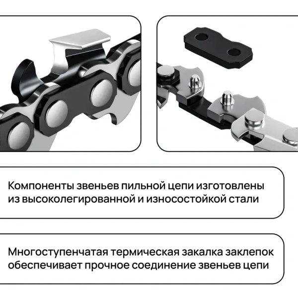 Цепь для бензопилы, для электропил/ Цепь пильная 3/8" паз 1/3 мм, 40 зв. шаг 3/8, шина 10" WORCRAFT