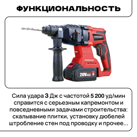Перфоратор аккумуляторный WORCRAFT С АКБ и ЗУ