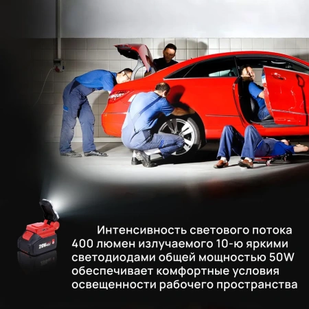 Адаптер-преобразователь для зарядки устройств 20V,50W от аккумуляторных батарей, Зарядное устройство с двумя USB- 5V 1.0A USB Type-A, 5V 2.0A USB Type-C с мощным беспроводным фонариком 400Lm WORCRAFT