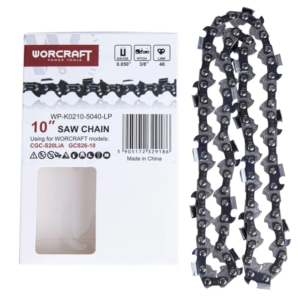 Цепь для бензопилы, для электропил/ Цепь пильная 3/8" паз 1/3 мм, 40 зв. шаг 3/8, шина 10" WORCRAFT